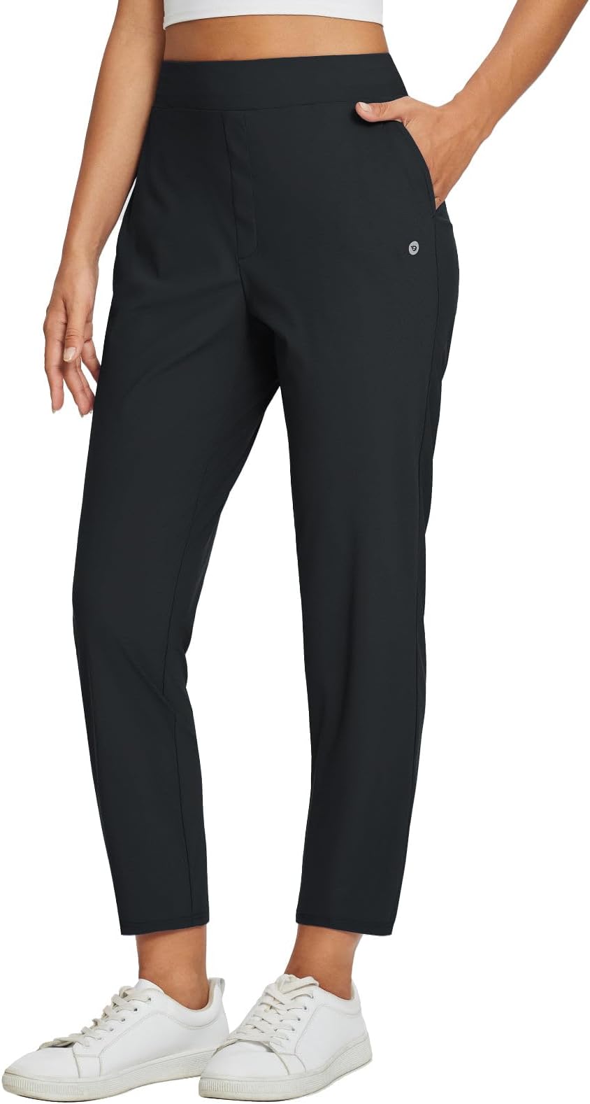 Baleaf Womens Travel Pants Lightweight Stretch With Zipper Pockets Petite Ankle Dressy Golf Work Business Casual Slacks - Black