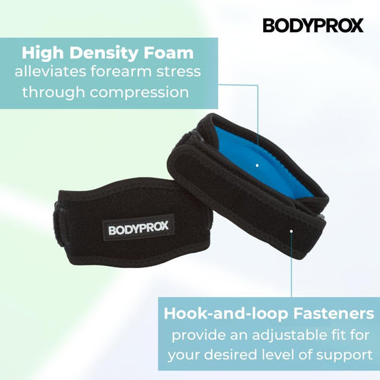 Bodyprox Elbow Brace for Tennis & Golfer's Elbow Pain Relief (2 Pack)