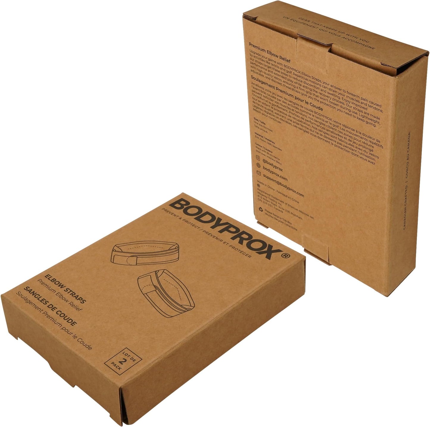 Bodyprox Elbow Brace for Tennis & Golfer's Elbow Pain Relief (2 Pack)