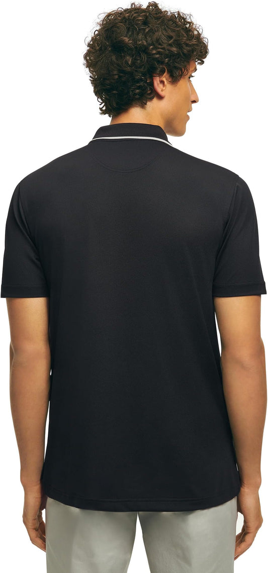 Brooks Brothers Men's Performance Stretch Short Sleeve Pique Golf Polo - Black