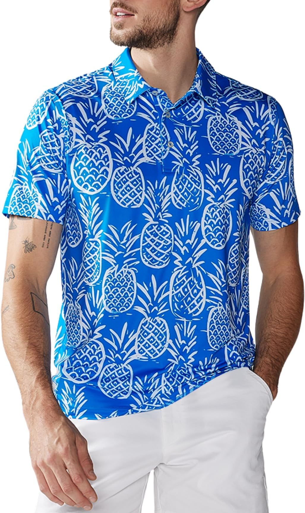 Chubbies Performance Mens Polo Stretchy, Breathable Golf Polo Mens Polo Shirts Short Sleeve - Thigh Napples 2.0