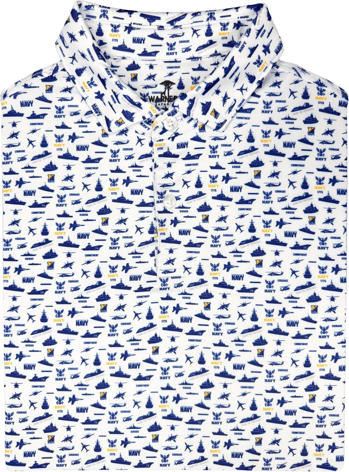 Collegiate Print Golf Shirt For Men - Officially Licensed Performance Polo - Us Navy