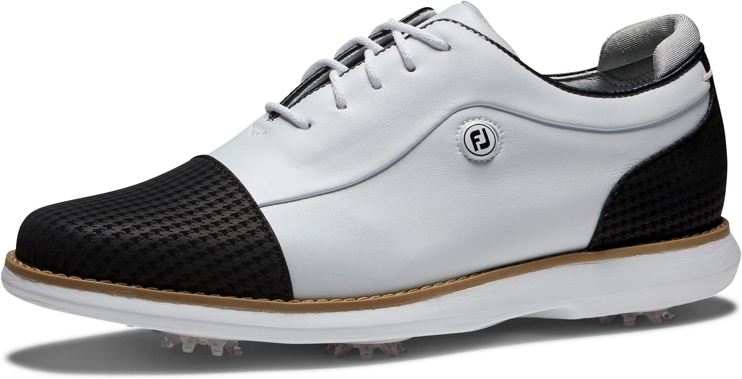 Footjoy Women's Traditions Cap Toe Golf Shoes- Previous Season - White/black Cap Toe