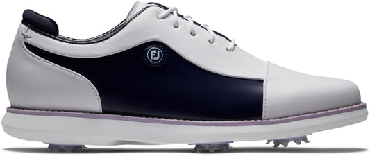 Footjoy Women's Traditions Cap Toe Golf Shoes- Previous Season - White/navy Patent Cap Toe