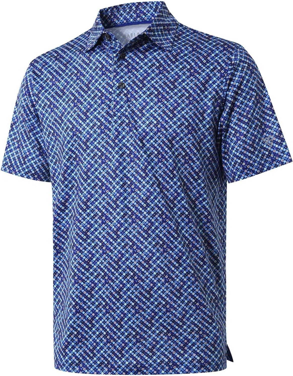 Golf Shirts For Men Dry Fit Short Sleeve Print Performance Moisture Wicking Polo Shirt - Royal Blue Square