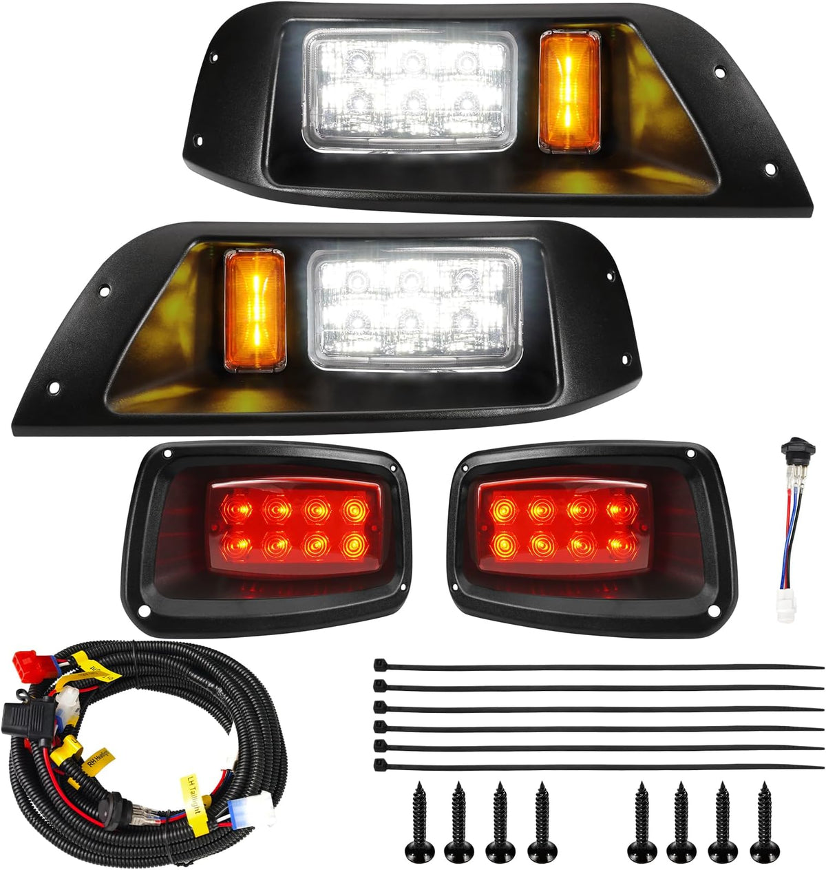 VYYOKMU LED Headlight and Tail Light Kit for EZGO TXT 1996-2013 Gas and Electric