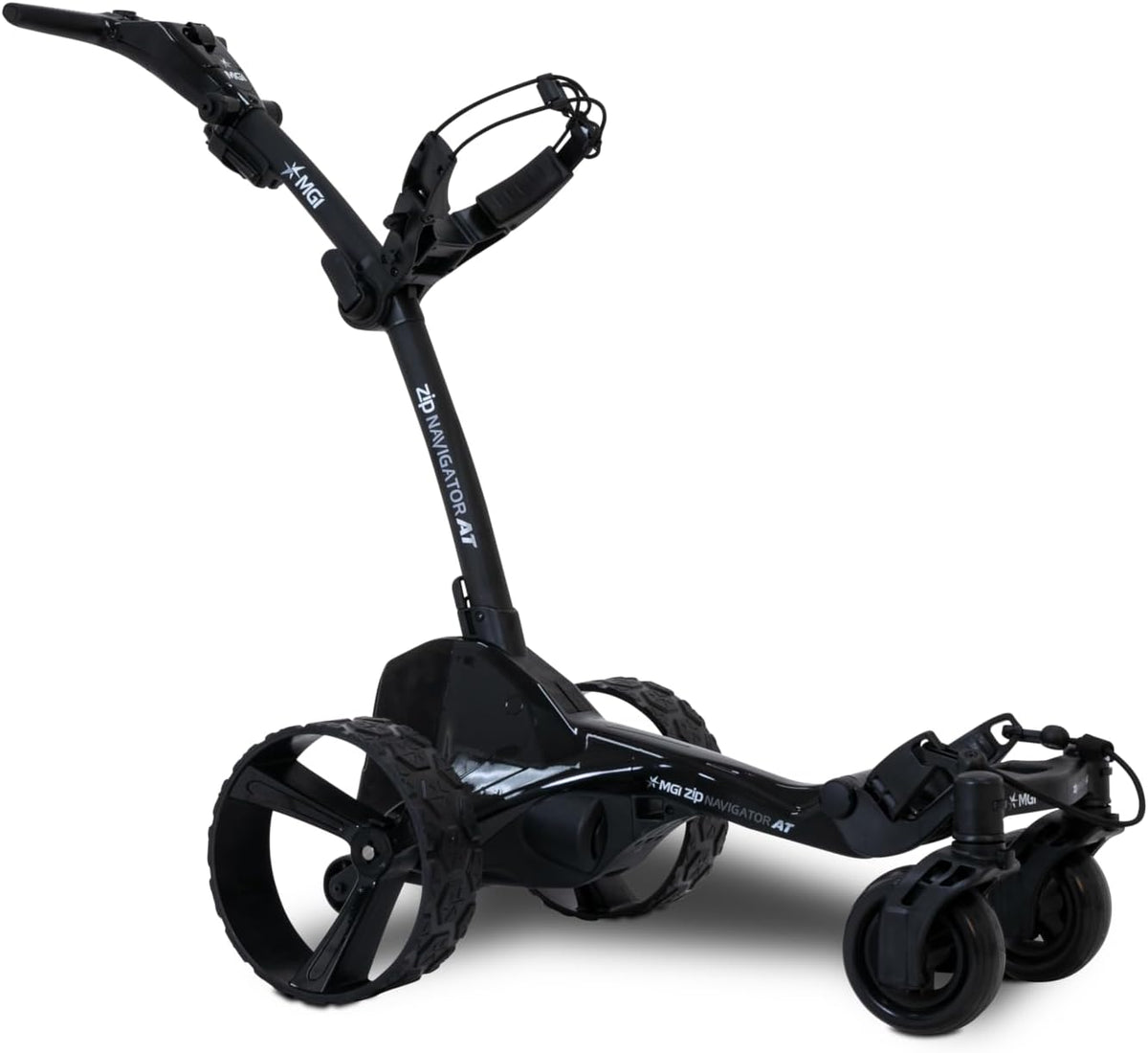 Mgi Zip Navigator All Terrain Electric Golf Cart - 36 Hole Battery - Remote Control - (drink, Umbrella, Gps-Phone) - Gloss Black-Matte Black