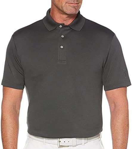 Pga Tour Men's Airflux Solid Mesh Short Sleeve Classic Golf Polo Shirt - Medium