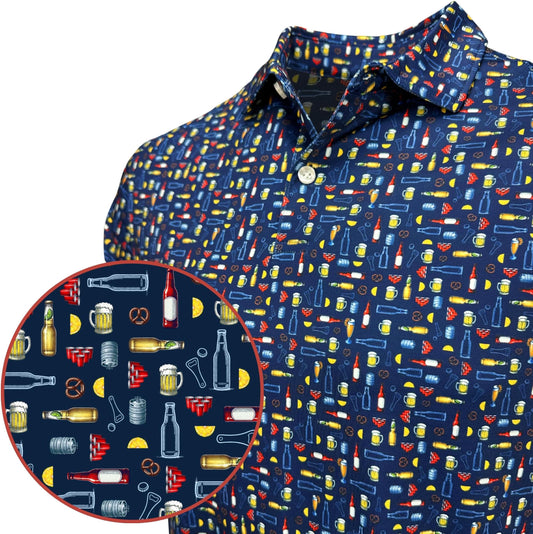 Safari Swag Print Polo Performance Golf Shirt For Men - Short Sleeve - Brewski Beer