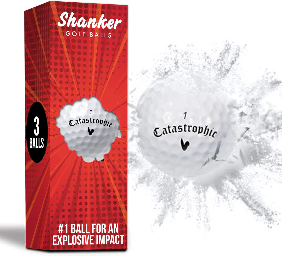 Shanker Golf Exploding Golf Balls - Prank Balls That Shatter on Impact (3 Pack)