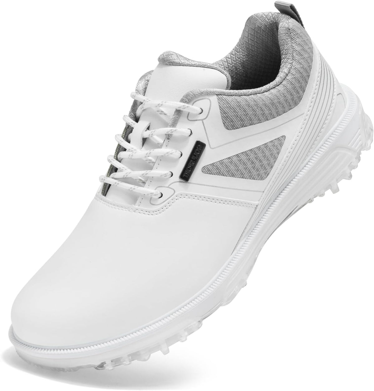 Ultiant Men's Golf Shoes Fixed Nailless Sole Waterproof Lightweight No-Slip Walking Shoes Size7.5-14 - All White