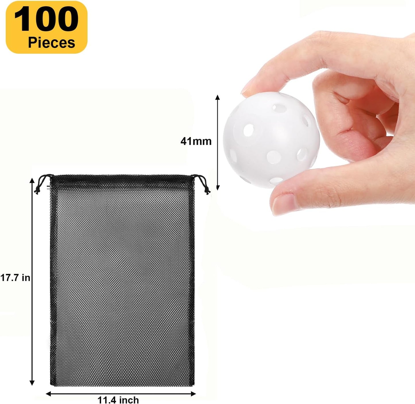 Faswin Plastic Practice Golf Balls, 41mm Hollow Airflow (100 Balls)