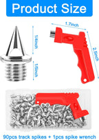 Track Spikes Golf Shoe Spikes 1/4 Inch Stainless Steel with Wrench (90-Pack)