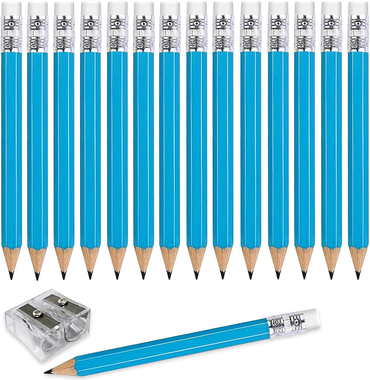 Adhere 25pcs Golf Pencils With Eraser Hexagon Wooden Pencils Graphite 2b For Golf Event Scoring,classroom,wedding,company Meetings,pew, Pocket (pink) - Light Blue
