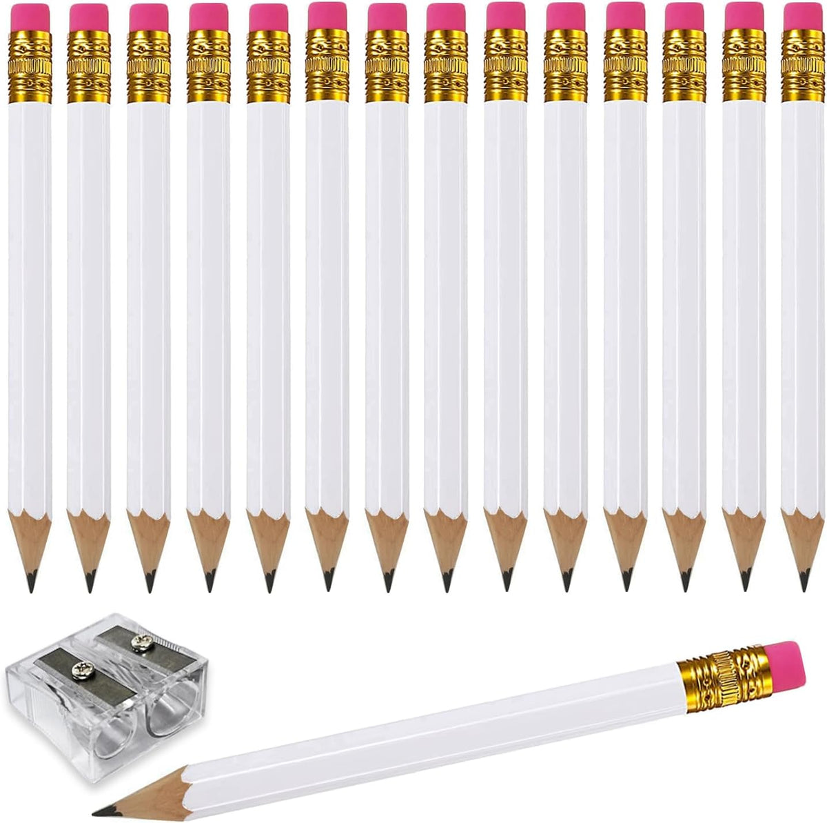 Adhere 25pcs Golf Pencils With Eraser Hexagon Wooden Pencils Graphite 2b For Golf Event Scoring,classroom,wedding,company Meetings,pew, Pocket (pink) - White
