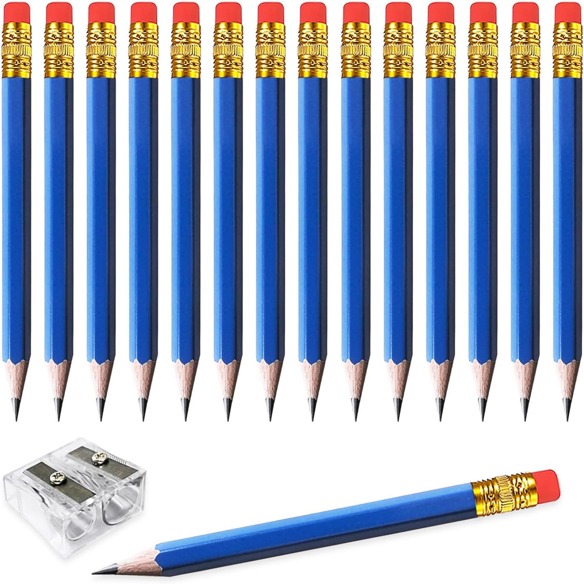 Adhere 25pcs Golf Pencils With Eraser Hexagon Wooden Pencils Graphite 2b For Golf Event Scoring,classroom,wedding,company Meetings,pew, Pocket (pink) - Blue