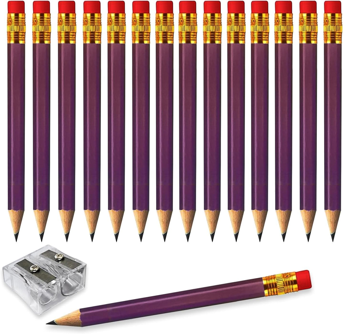 Adhere 25pcs Golf Pencils With Eraser Hexagon Wooden Pencils Graphite 2b For Golf Event Scoring,classroom,wedding,company Meetings,pew, Pocket (pink) - Purple