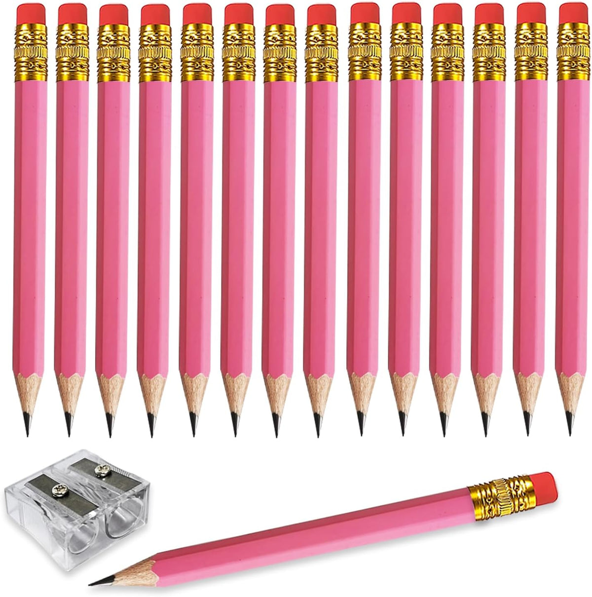 Adhere 25pcs Golf Pencils With Eraser Hexagon Wooden Pencils Graphite 2b For Golf Event Scoring,classroom,wedding,company Meetings,pew, Pocket (pink) - Pink