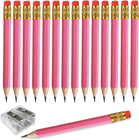 Adhere 25pcs Golf Pencils With Eraser Hexagon Wooden Pencils Graphite 2b For Golf Event Scoring,classroom,wedding,company Meetings,pew, Pocket (pink) - Pink