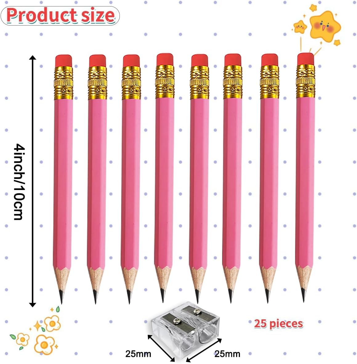 Adhere 25pcs Golf Pencils With Eraser Hexagon Wooden Pencils Graphite 2b For Golf Event Scoring,classroom,wedding,company Meetings,pew, Pocket (pink) - Pink