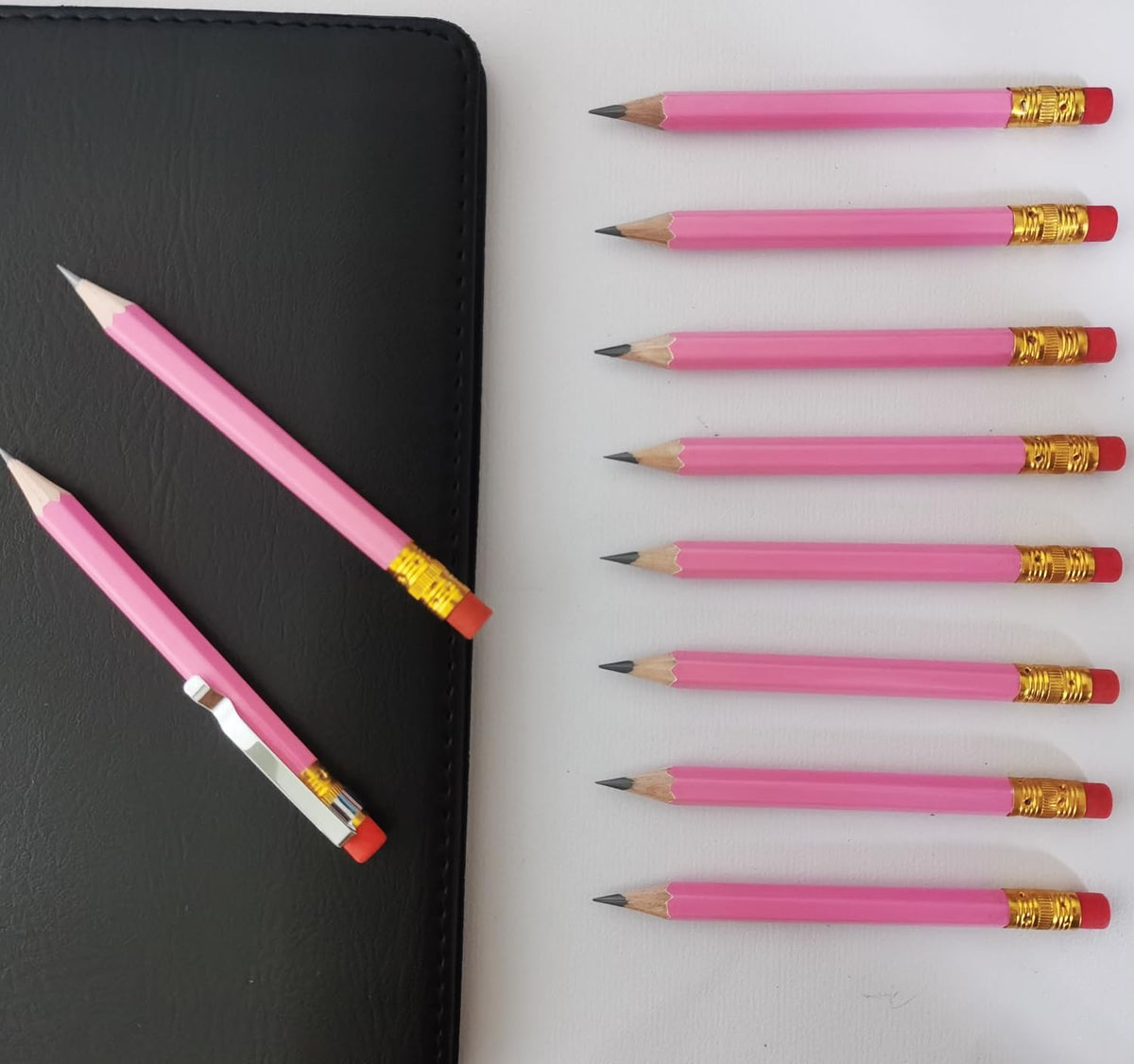 Adhere 25pcs Golf Pencils With Eraser Hexagon Wooden Pencils Graphite 2b For Golf Event Scoring,classroom,wedding,company Meetings,pew, Pocket (pink) - Pink