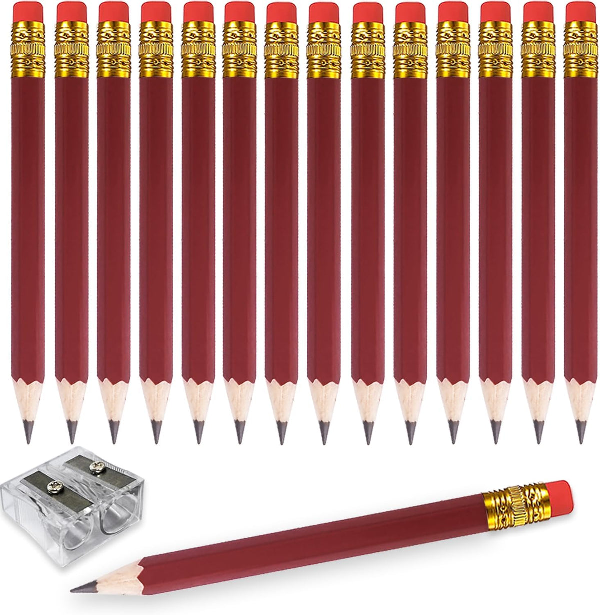 Adhere 25pcs Golf Pencils With Eraser Hexagon Wooden Pencils Graphite 2b For Golf Event Scoring,classroom,wedding,company Meetings,pew, Pocket (pink) - Brown