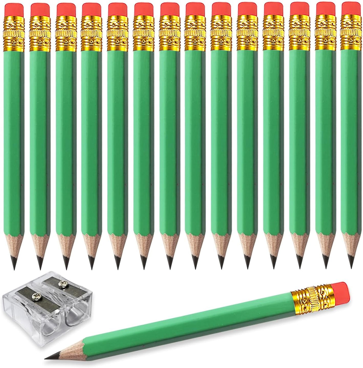 Adhere 25pcs Golf Pencils With Eraser Hexagon Wooden Pencils Graphite 2b For Golf Event Scoring,classroom,wedding,company Meetings,pew, Pocket (pink) - Light Green