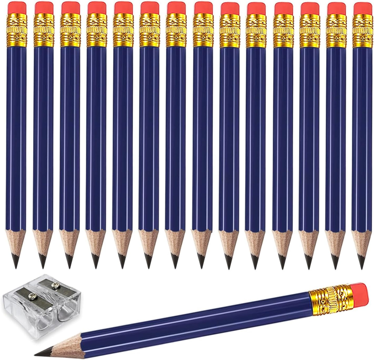 Adhere 25pcs Golf Pencils With Eraser Hexagon Wooden Pencils Graphite 2b For Golf Event Scoring,classroom,wedding,company Meetings,pew, Pocket (pink) - Navy Blue