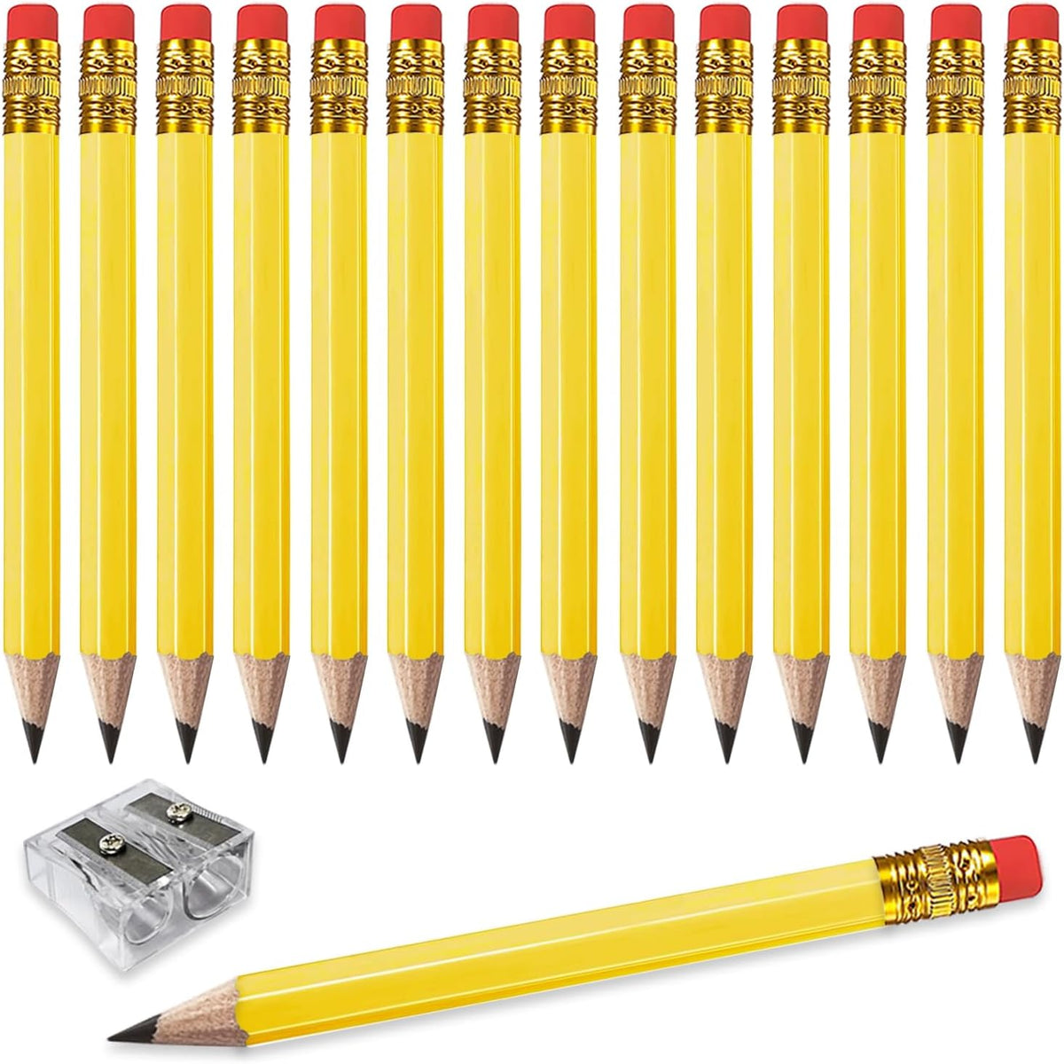 Adhere 25pcs Golf Pencils With Eraser Hexagon Wooden Pencils Graphite 2b For Golf Event Scoring,classroom,wedding,company Meetings,pew, Pocket (pink) - Yellow1