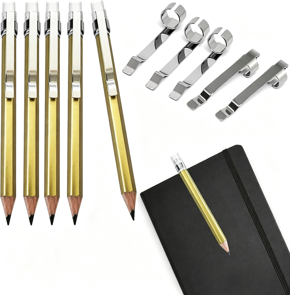Adhere 25pcs Golf Pencils With Eraser Hexagon Wooden Pencils Graphite 2b For Golf Event Scoring,classroom,wedding,company Meetings,pew, Pocket (pink) - Gold ・12pcs