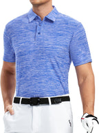 Alex Vando Mens Golf Shirt Moisture Wicking Quick-Dry Short Sleeve Polo | Upf40,soft & Stretch,sweat Resistant,multi-Scene Sports & Office Apparel - Blue