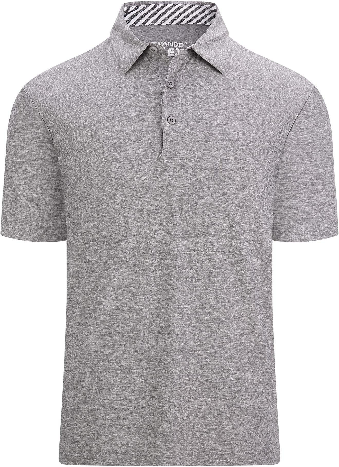 Alex Vando Mens Golf Shirt Moisture Wicking Quick-Dry Short Sleeve Polo | Upf40,soft & Stretch,sweat Resistant,multi-Scene Sports & Office Apparel - Grey