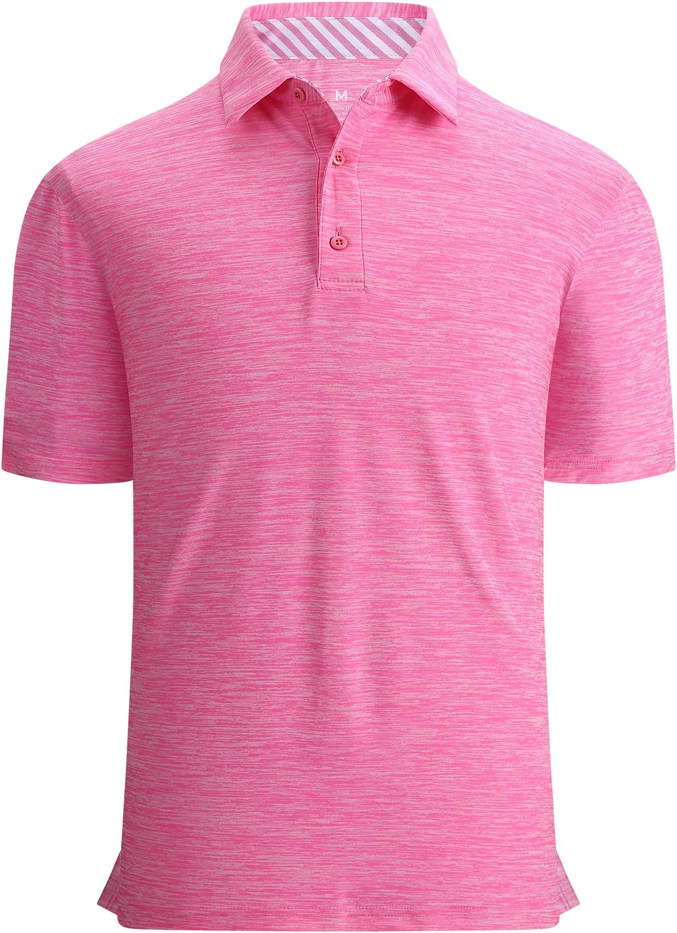 Alex Vando Mens Golf Shirt Moisture Wicking Quick-Dry Short Sleeve Polo | Upf40,soft & Stretch,sweat Resistant,multi-Scene Sports & Office Apparel - Hot Pink