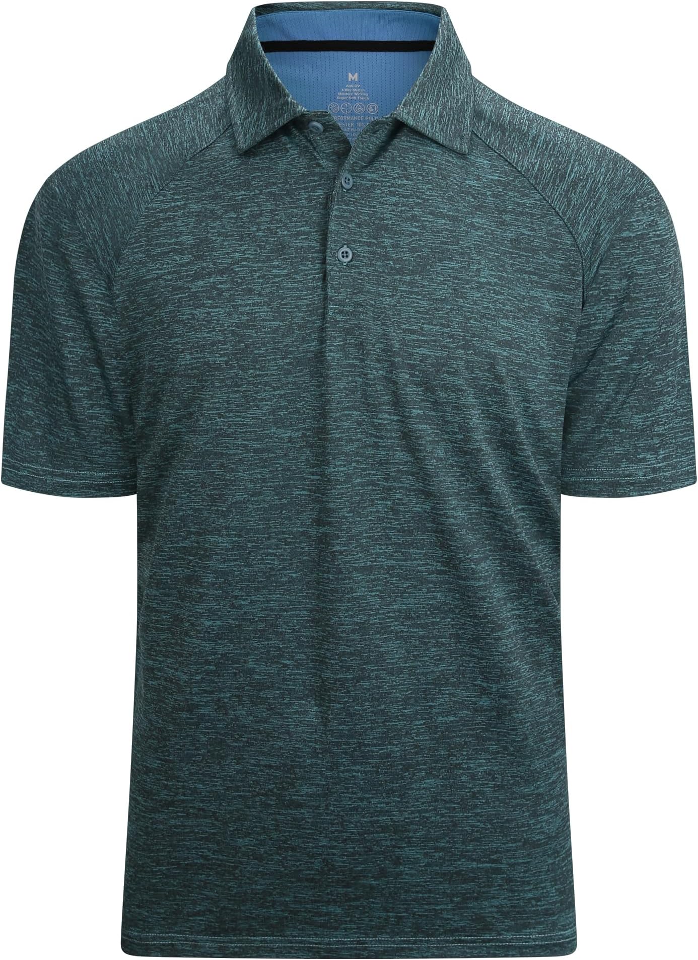 Alex Vando Mens Golf Shirt Moisture Wicking Quick-Dry Short Sleeve Polo | Upf40,soft & Stretch,sweat Resistant,multi-Scene Sports & Office Apparel - 02a Turquoise