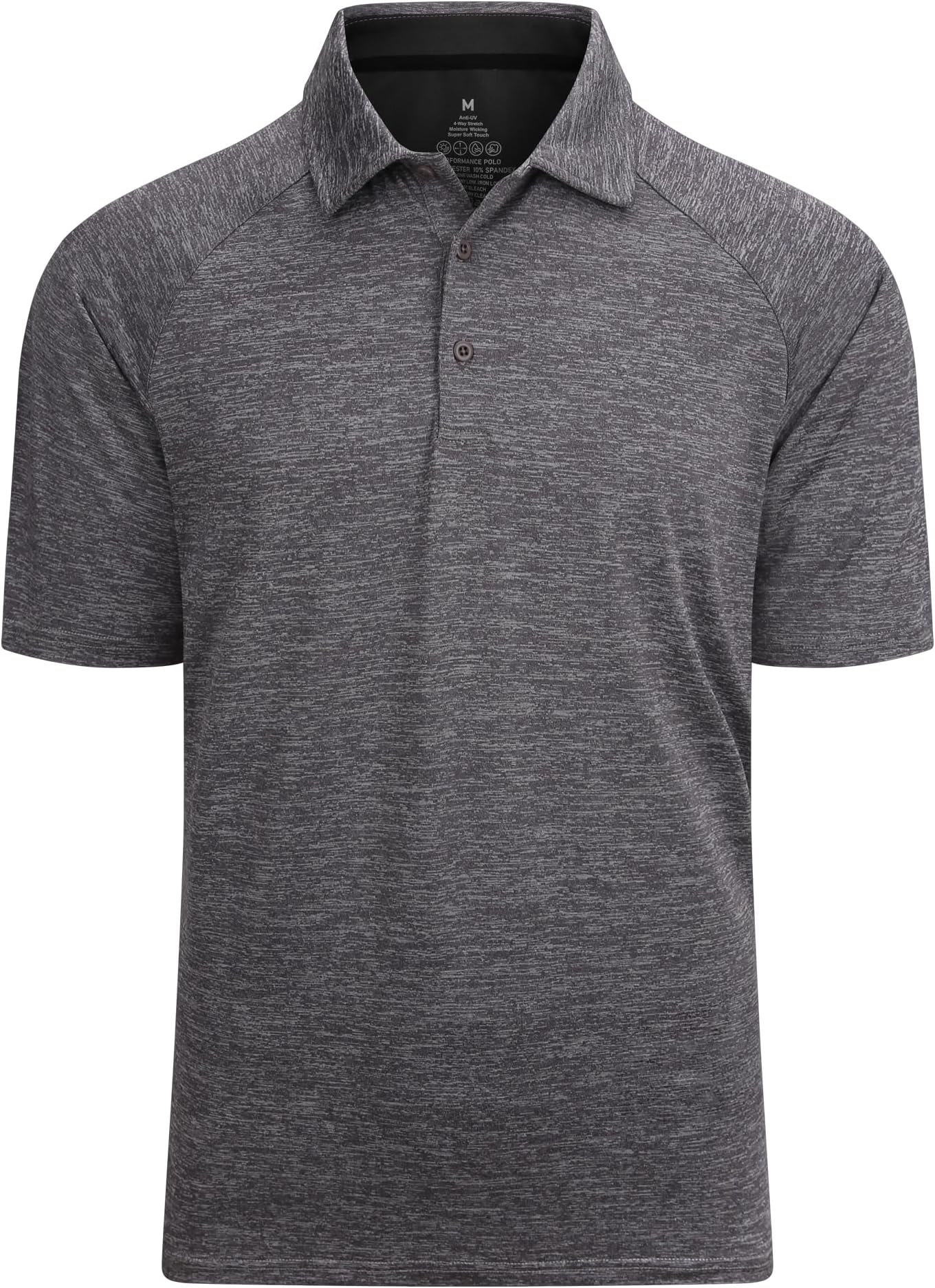 Alex Vando Mens Golf Shirt Moisture Wicking Quick-Dry Short Sleeve Polo | Upf40,soft & Stretch,sweat Resistant,multi-Scene Sports & Office Apparel - 02a Charcoal