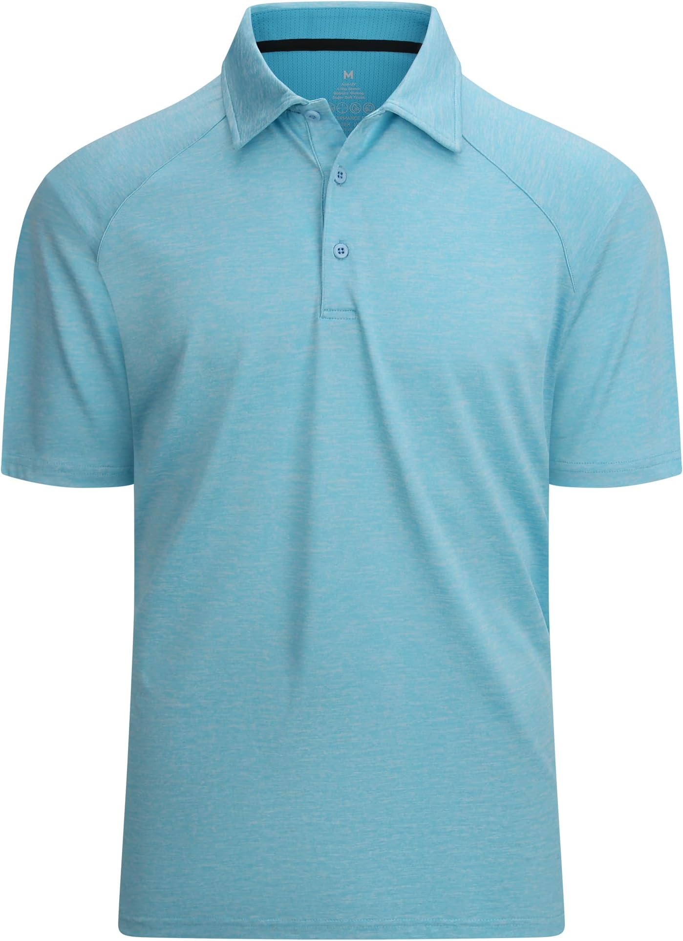 Alex Vando Mens Golf Shirt Moisture Wicking Quick-Dry Short Sleeve Polo | Upf40,soft & Stretch,sweat Resistant,multi-Scene Sports & Office Apparel - 02a Blue