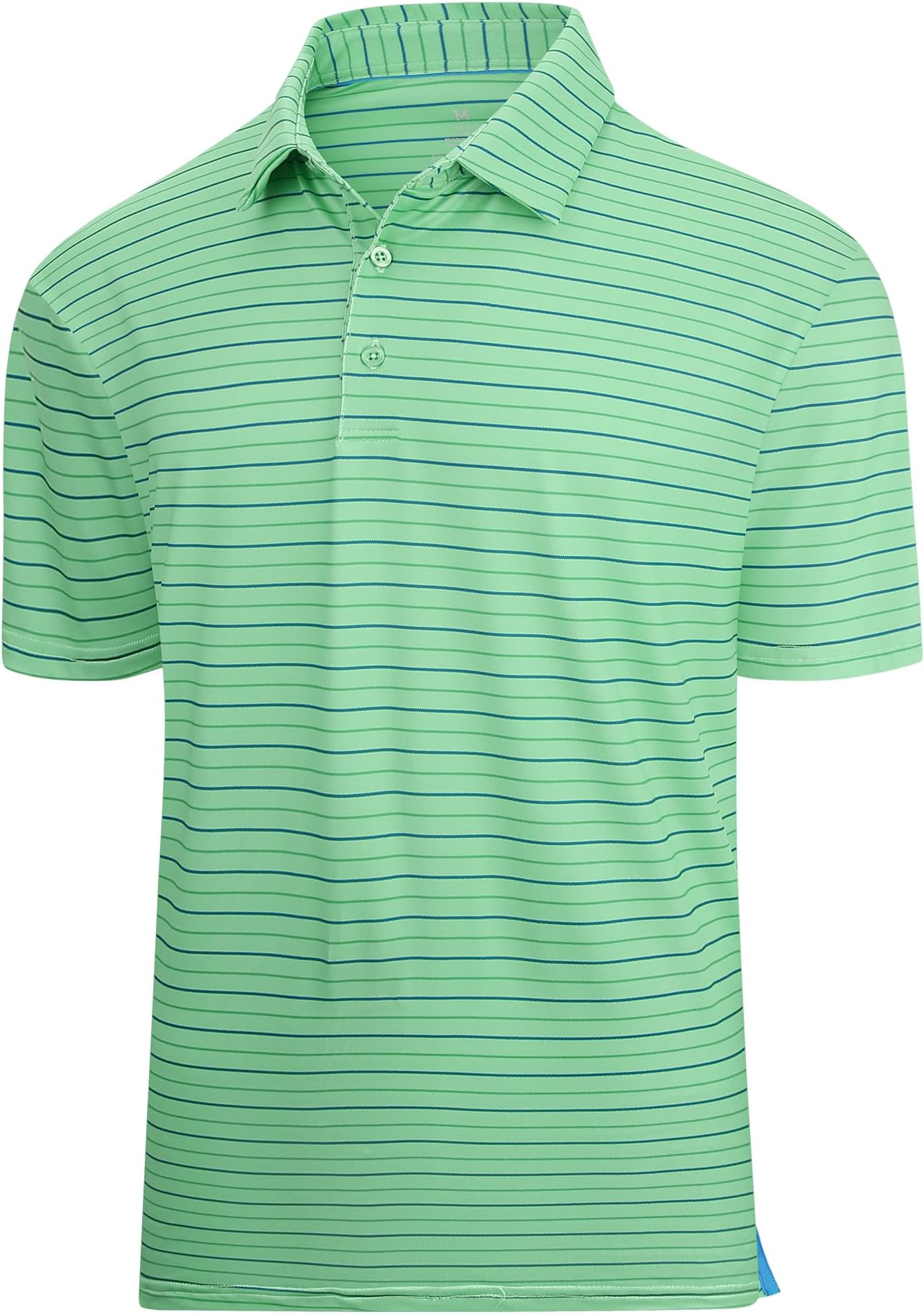 Alex Vando Mens Golf Shirt Moisture Wicking Quick-Dry Short Sleeve Polo | Upf40,soft & Stretch,sweat Resistant,multi-Scene Sports & Office Apparel - Green Stripe 79