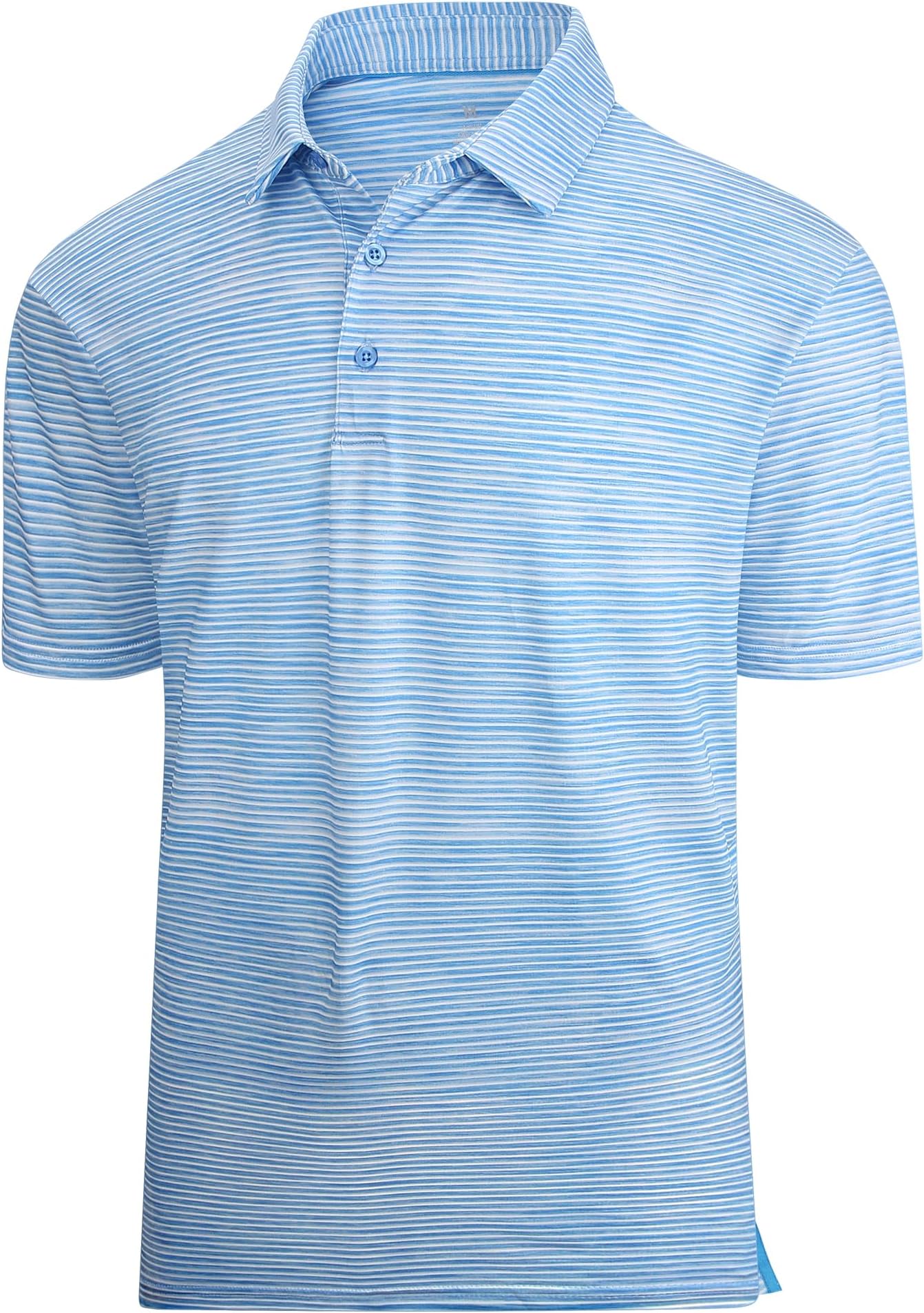 Alex Vando Mens Golf Shirt Moisture Wicking Quick-Dry Short Sleeve Polo | Upf40,soft & Stretch,sweat Resistant,multi-Scene Sports & Office Apparel - Blue Stripe 509