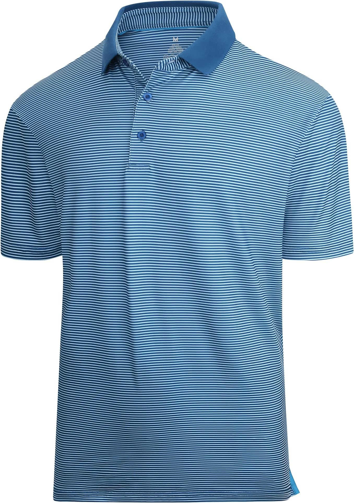 Alex Vando Mens Golf Shirt Moisture Wicking Quick-Dry Short Sleeve Polo | Upf40,soft & Stretch,sweat Resistant,multi-Scene Sports & Office Apparel - Blue Stripe 215