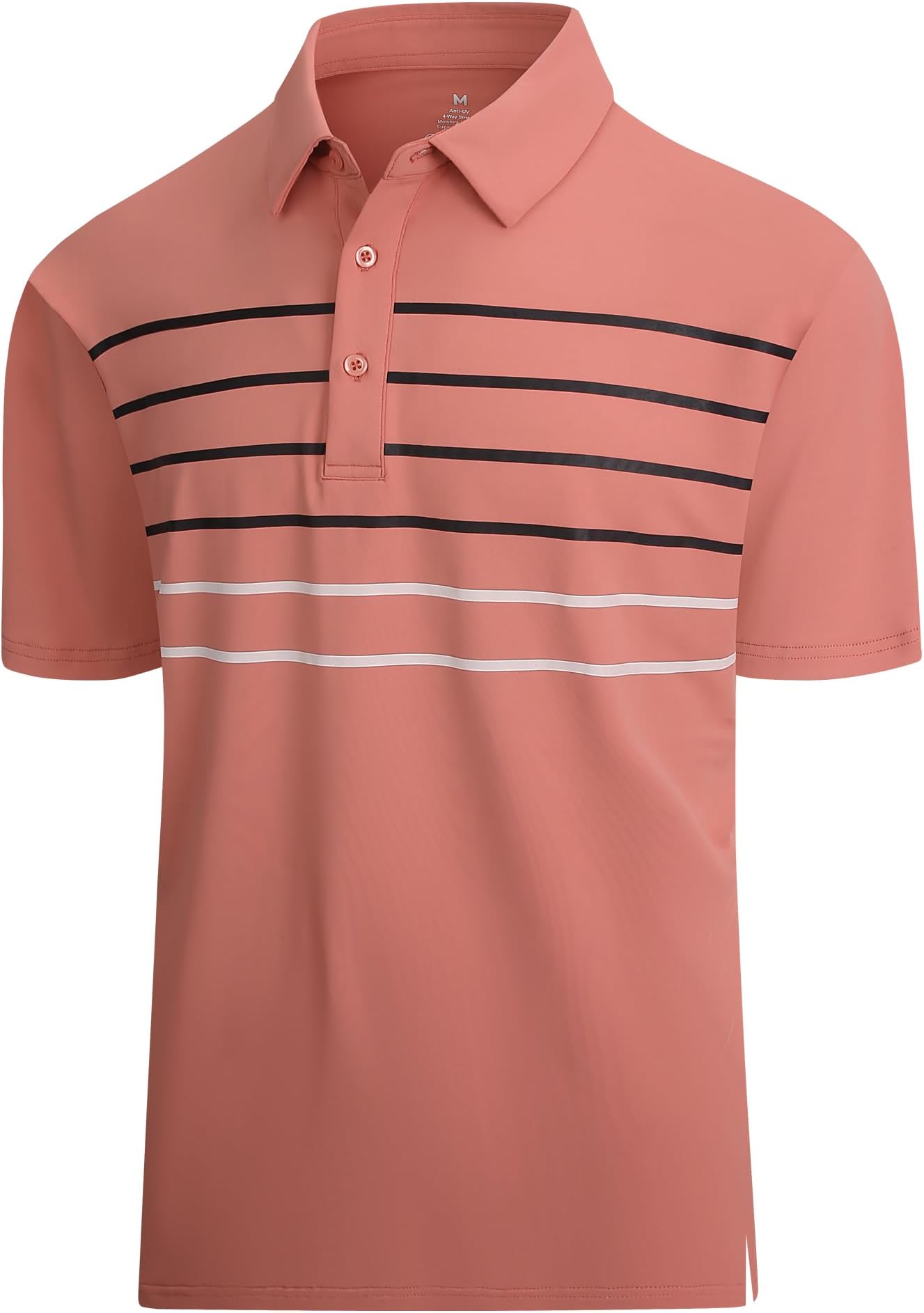 Alex Vando Mens Golf Shirt Moisture Wicking Quick-Dry Short Sleeve Polo | Upf40,soft & Stretch,sweat Resistant,multi-Scene Sports & Office Apparel - Rose Stripe 87