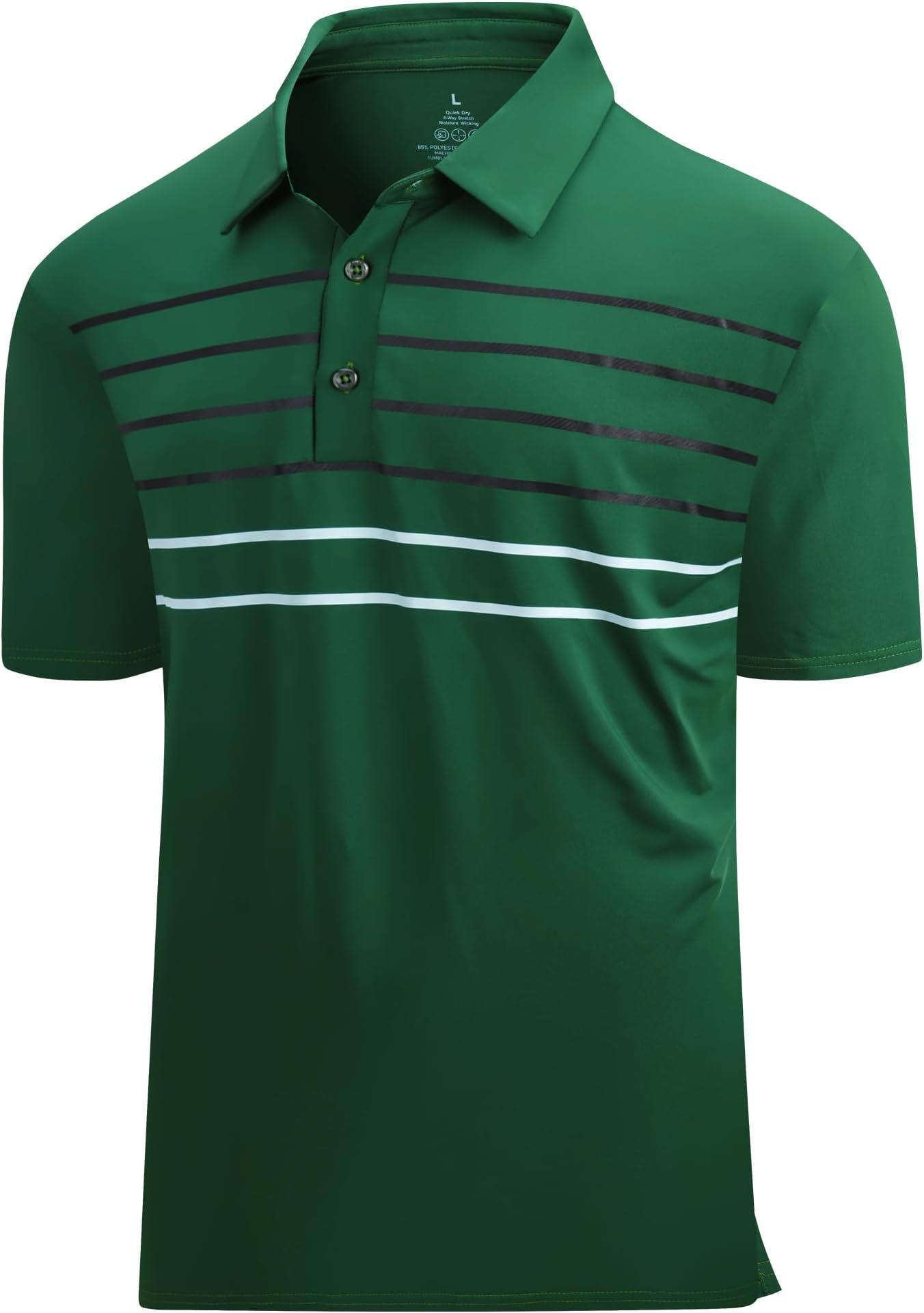 Alex Vando Mens Golf Shirt Moisture Wicking Quick-Dry Short Sleeve Polo | Upf40,soft & Stretch,sweat Resistant,multi-Scene Sports & Office Apparel - Green Stripe 87
