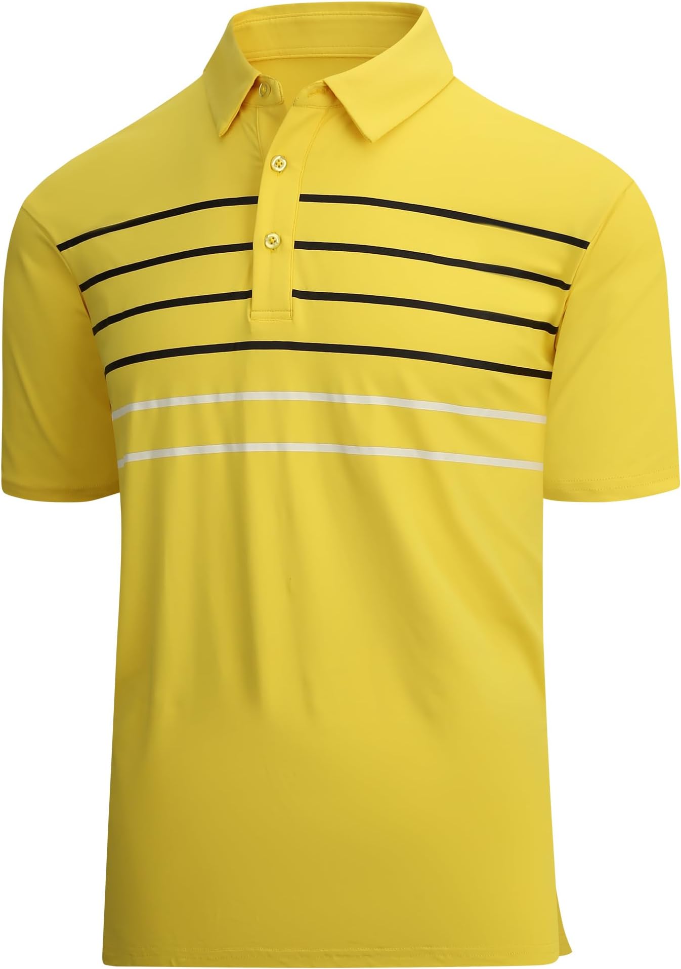 Alex Vando Mens Golf Shirt Moisture Wicking Quick-Dry Short Sleeve Polo | Upf40,soft & Stretch,sweat Resistant,multi-Scene Sports & Office Apparel - Yellow Stripe 87
