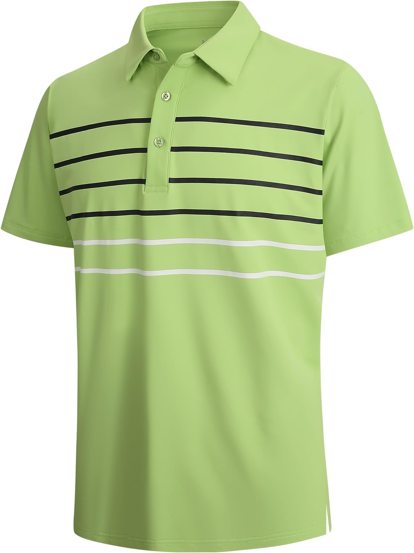 Alex Vando Mens Golf Shirt Moisture Wicking Quick-Dry Short Sleeve Polo | Upf40,soft & Stretch,sweat Resistant,multi-Scene Sports & Office Apparel - Ltgreen Stripe 87