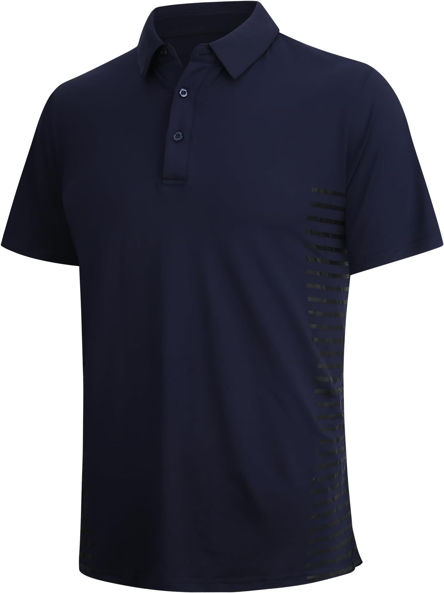Alex Vando Mens Golf Shirt Moisture Wicking Quick-Dry Short Sleeve Polo | Upf40,soft & Stretch,sweat Resistant,multi-Scene Sports & Office Apparel - Navy Stripe 87