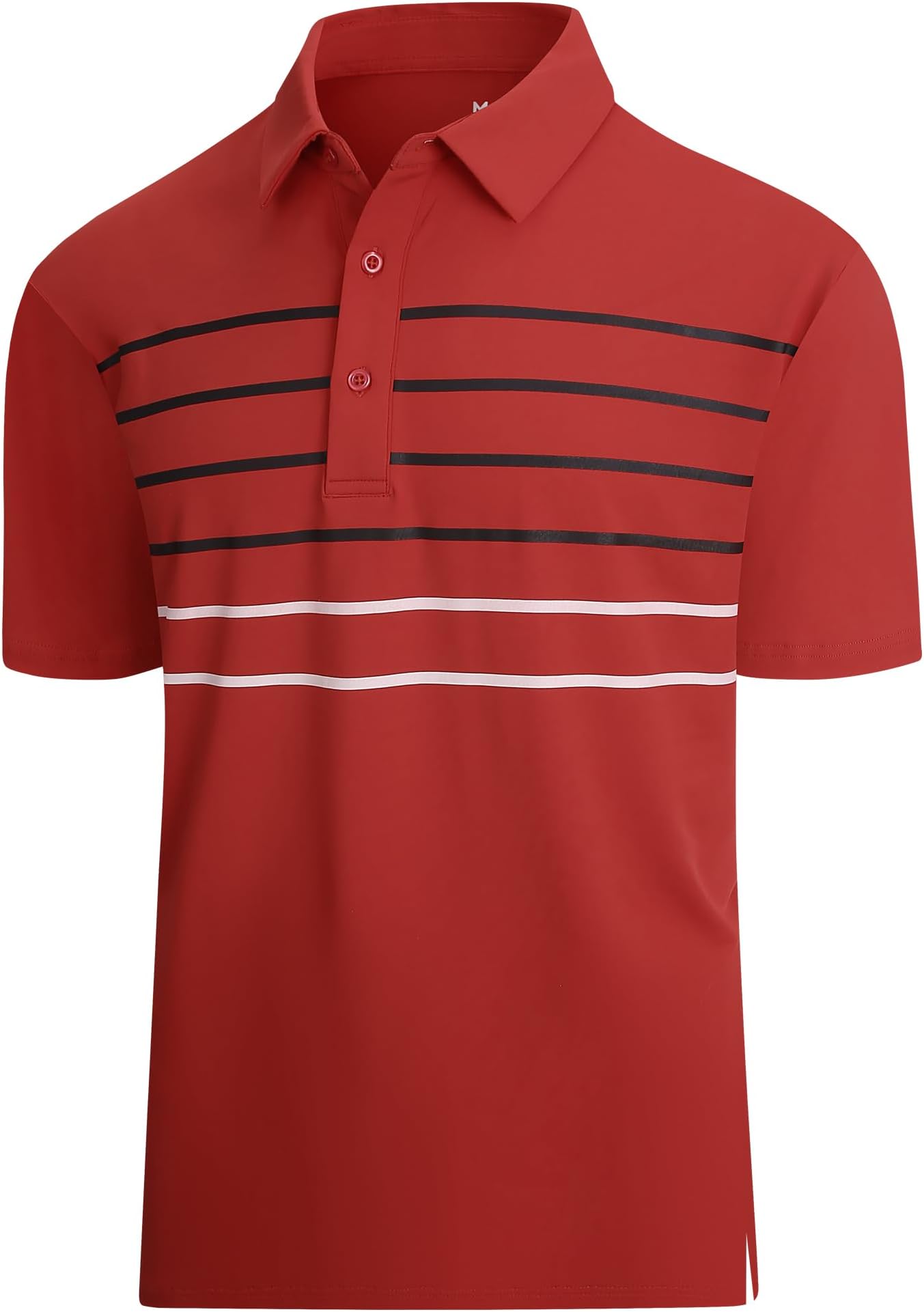 Alex Vando Mens Golf Shirt Moisture Wicking Quick-Dry Short Sleeve Polo | Upf40,soft & Stretch,sweat Resistant,multi-Scene Sports & Office Apparel - Red Stripe 87