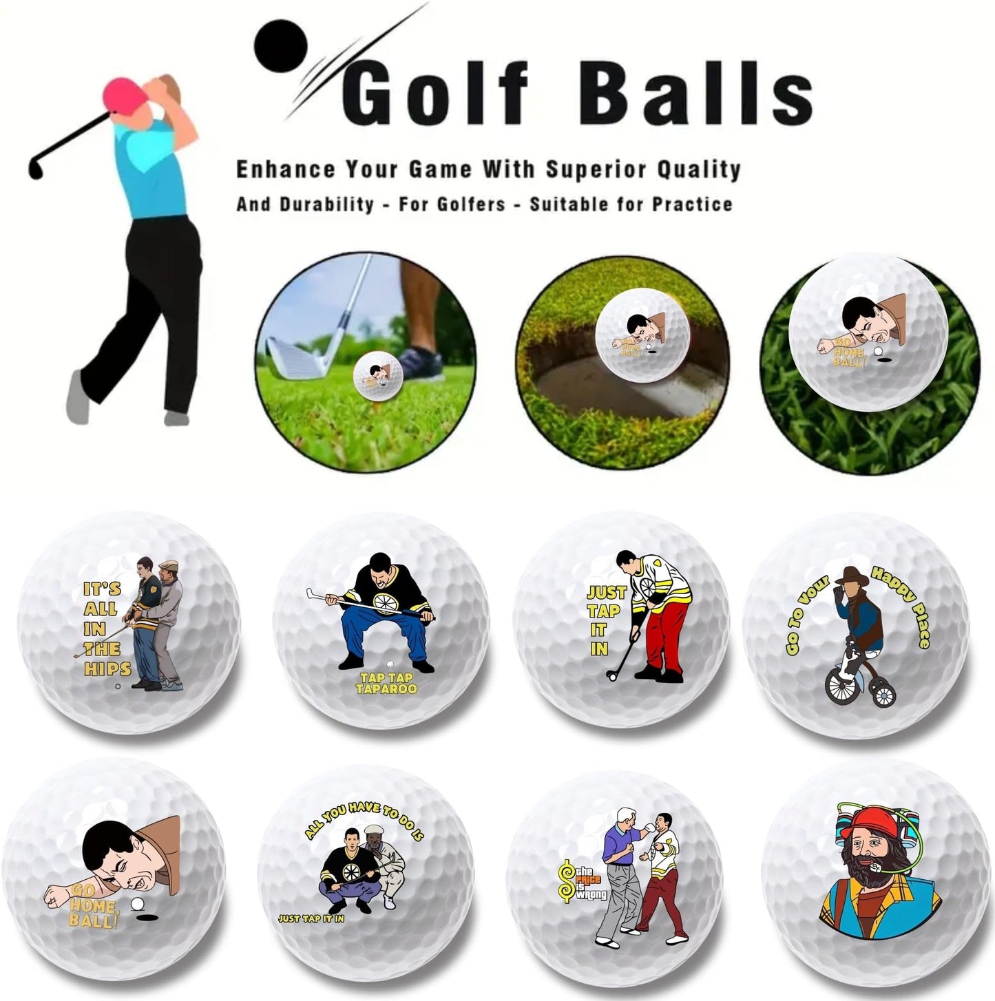 Artpreti Funny Golf Balls For Birthday, Novelty Golfer Gift For Dad Coworkers Golfers Golf Lovers - 8