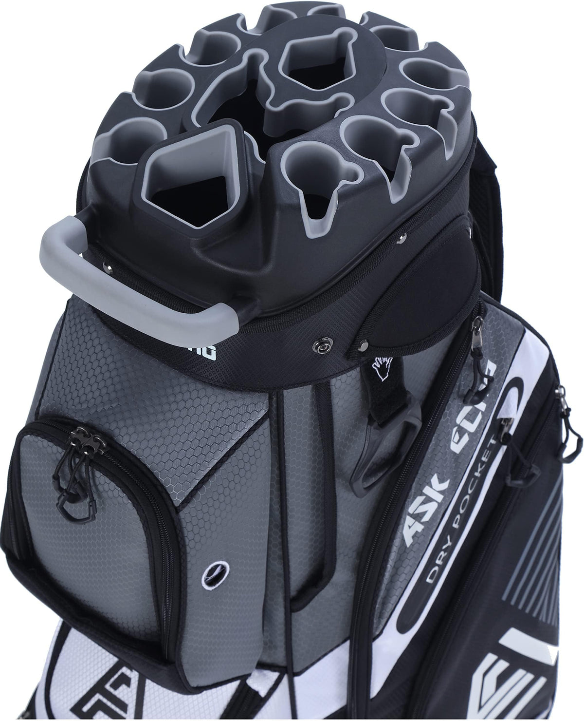 Ask Echo T-Lock Golf Cart Bag, Quiet 14-Way Full-Length Divider | Keeps Every Club Protected, Organized And Easy To Access.smart Pocket Layout Keeps Every Essential Within Easy Reach - Grey