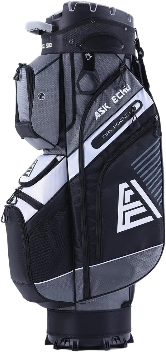 Ask Echo T-Lock Golf Cart Bag, Quiet 14-Way Full-Length Divider | Keeps Every Club Protected, Organized And Easy To Access.smart Pocket Layout Keeps Every Essential Within Easy Reach - Grey