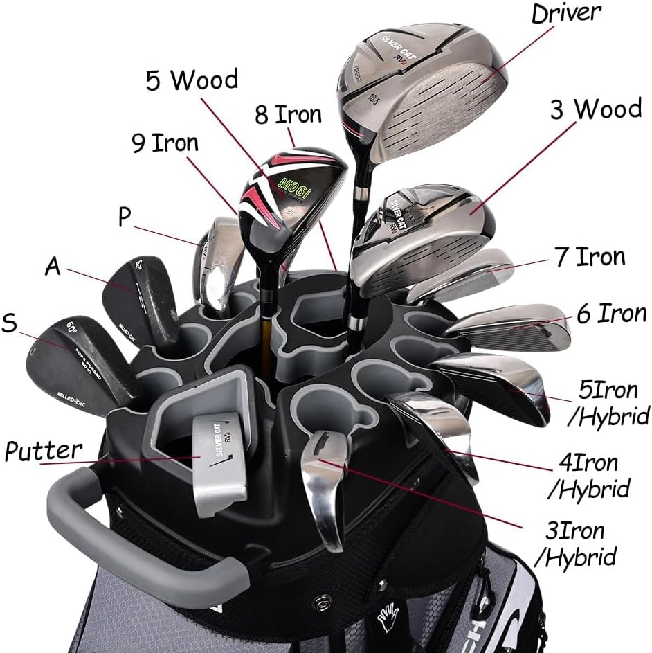 Ask Echo T-Lock Golf Cart Bag, Quiet 14-Way Full-Length Divider | Keeps Every Club Protected, Organized And Easy To Access.smart Pocket Layout Keeps Every Essential Within Easy Reach - Grey