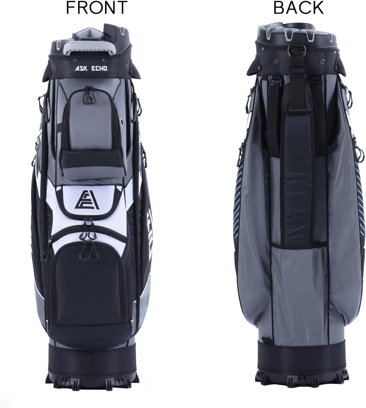 Ask Echo T-Lock Golf Cart Bag, Quiet 14-Way Full-Length Divider | Keeps Every Club Protected, Organized And Easy To Access.smart Pocket Layout Keeps Every Essential Within Easy Reach - Grey